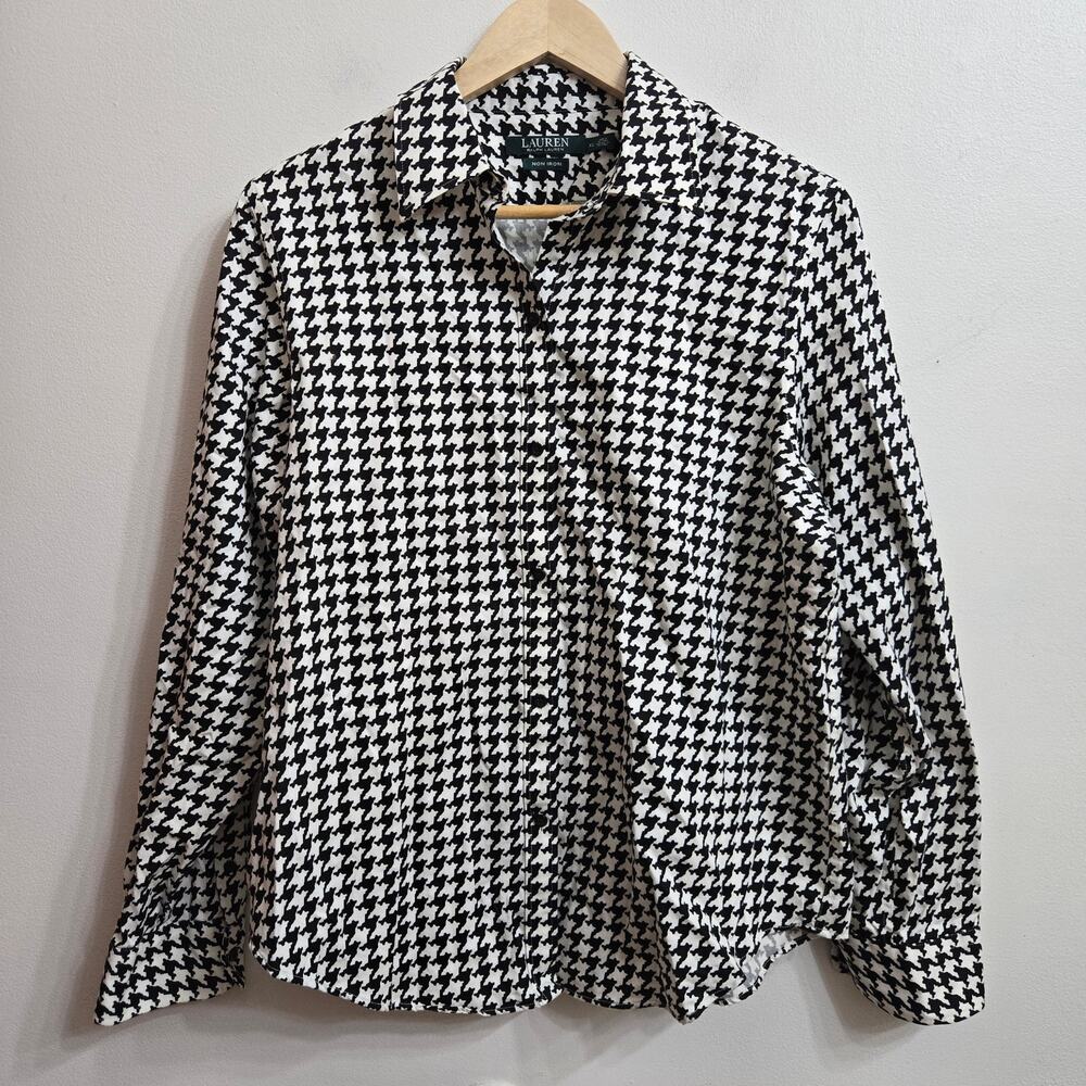 Lauren Ralph Lauren Black and White Houndstooth Blouse